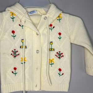 Vintage Toddle Time by JCPenney floral embroidered knit sweater size 2
